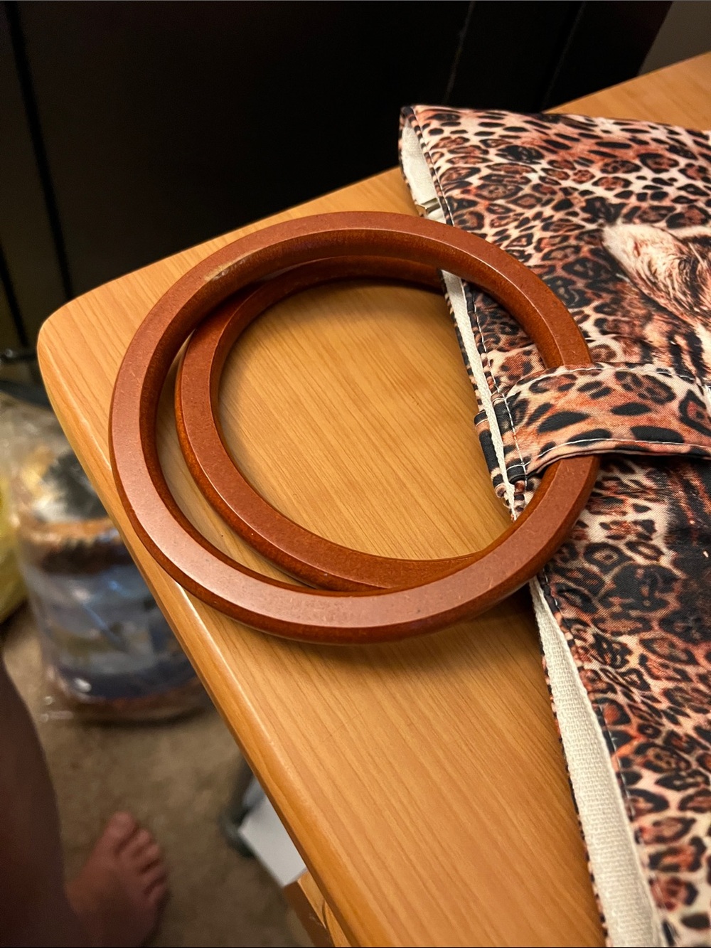 Tiger Print Round-Handle Tote Bag in Brown - Picture 6 of 8